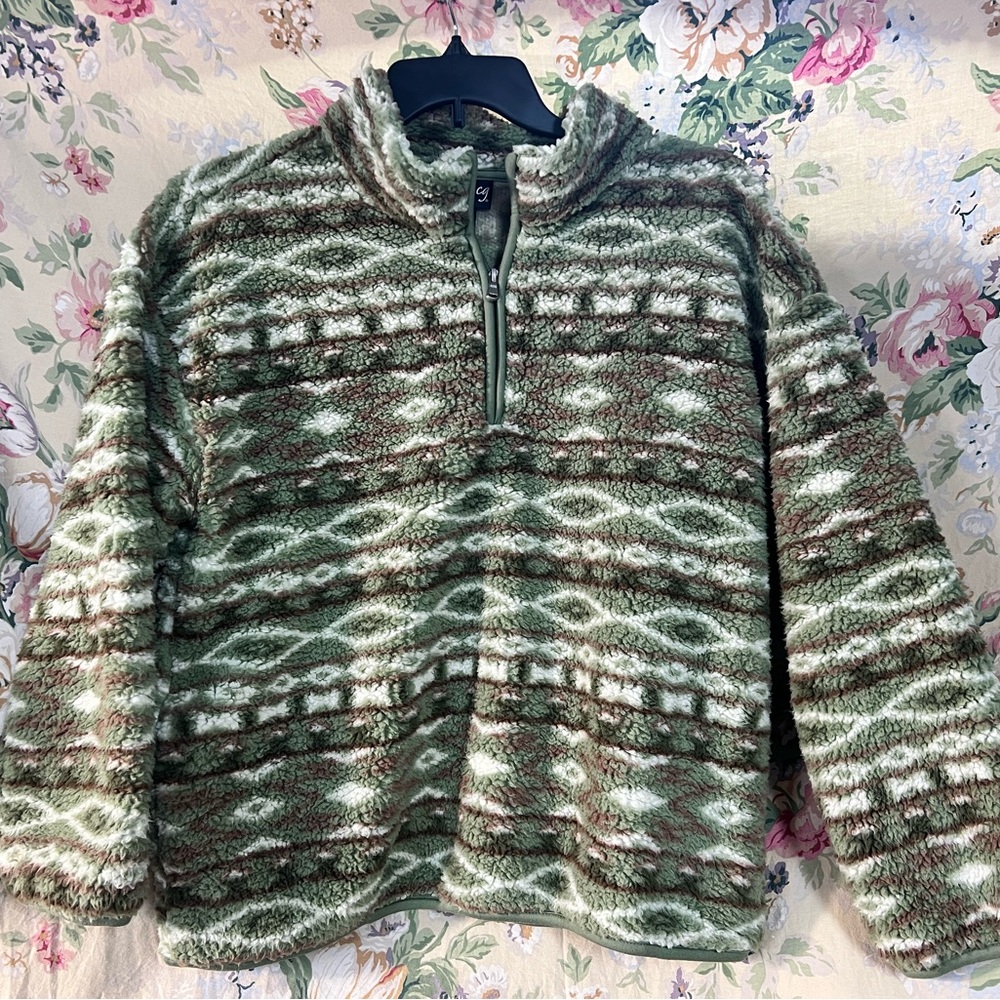 Cozy Green Patterned pullover Jacket